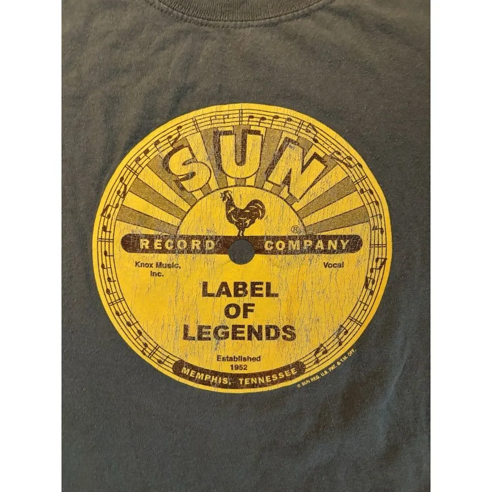 Sun Record Company T-Shirt Adult Large Green Memphis Tennessee Label‎ Of Legends